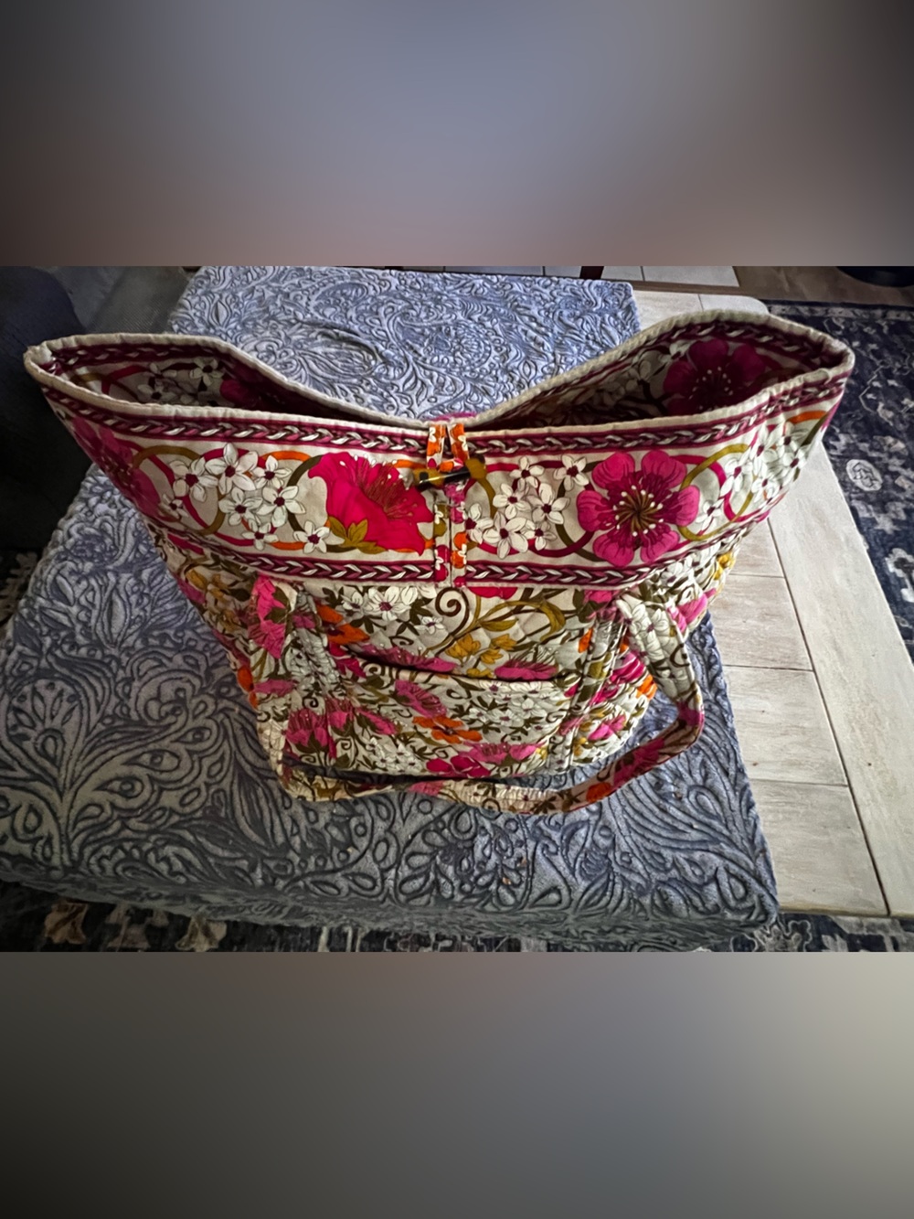 Vera Bradley quilted tote bag - retired floral pattern featuring vibrant print